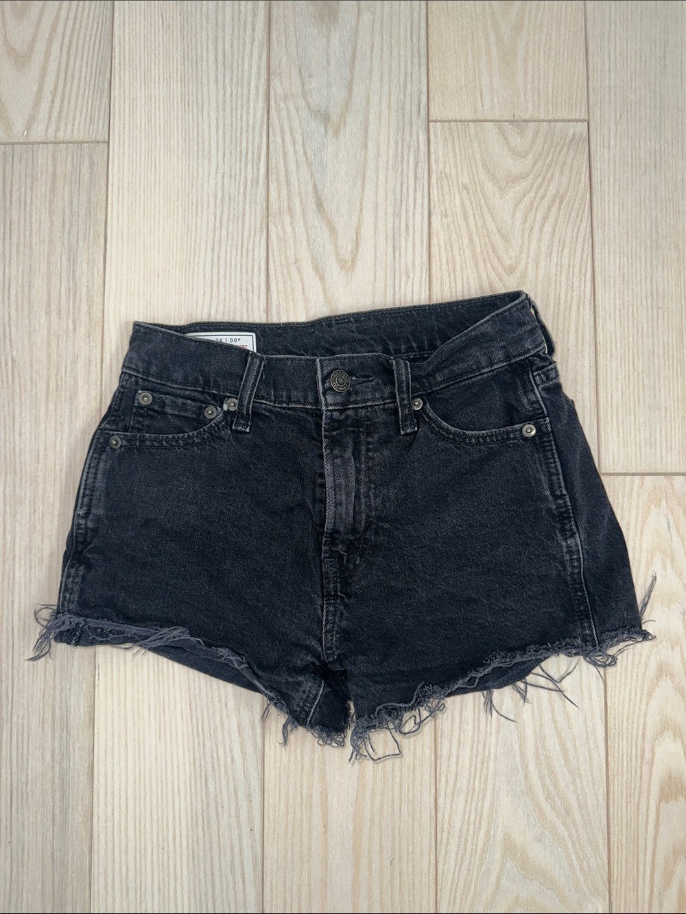 GAP Black High-Rise Denim Cutoff Shorts with Frayed Hem 24 00